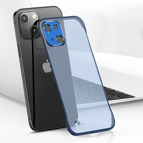 Transparent Crystal Hard Case Back Cover H05 for Apple iPhone 14 Plus Blue