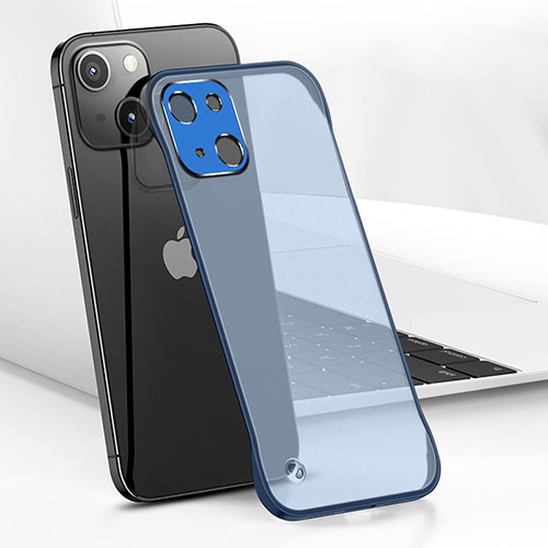 Transparent Crystal Hard Case Back Cover H05 for Apple iPhone 15 Plus Blue