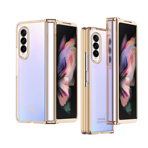 Transparent Crystal Hard Case Back Cover H06 for Samsung Galaxy Z Fold4 5G Gold