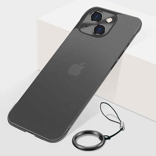 Transparent Crystal Hard Case Back Cover H07 for Apple iPhone 13 Black