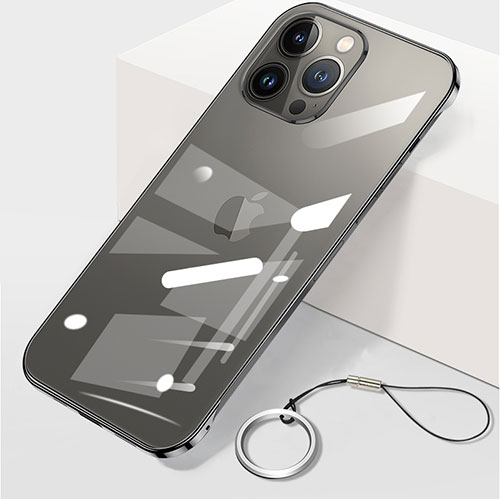 Transparent Crystal Hard Case Back Cover H09 for Apple iPhone 13 Pro Max Black