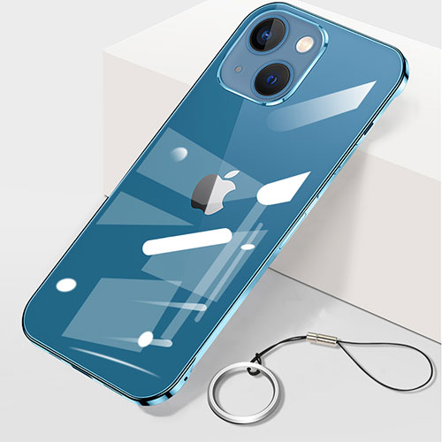Transparent Crystal Hard Case Back Cover H09 for Apple iPhone 14 Blue