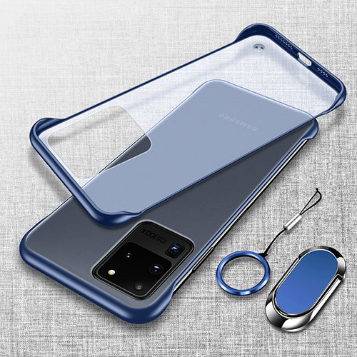 Transparent Crystal Hard Case Back Cover JS1 for Samsung Galaxy S20 Ultra 5G Blue