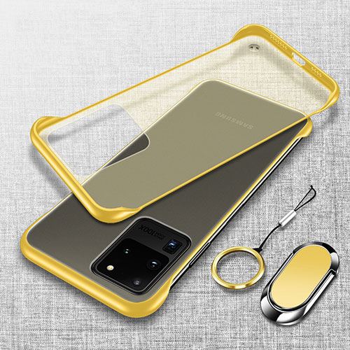 Transparent Crystal Hard Case Back Cover JS1 for Samsung Galaxy S20 Ultra 5G Yellow