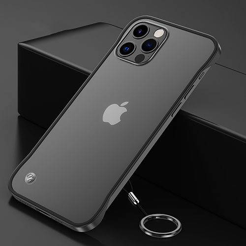 Transparent Crystal Hard Case Back Cover N01 for Apple iPhone 12 Pro Max Black