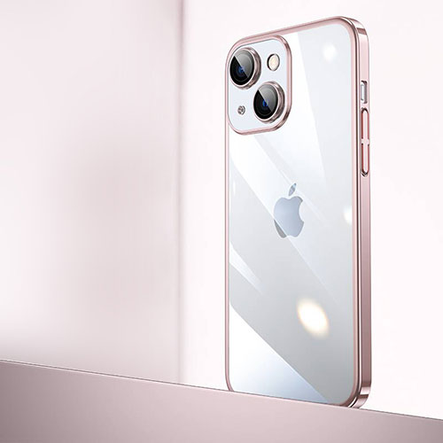 Transparent Crystal Hard Case Back Cover QC2 for Apple iPhone 13 Rose Gold
