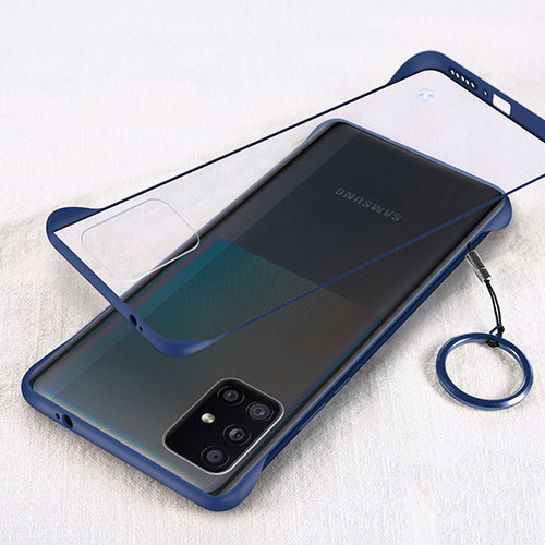Transparent Crystal Hard Case Back Cover S01 for Samsung Galaxy A51 5G Blue