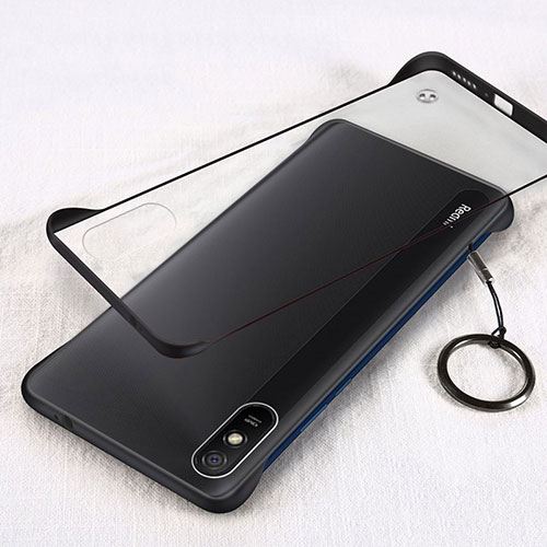 Transparent Crystal Hard Case Back Cover S01 for Xiaomi Redmi 9A Black