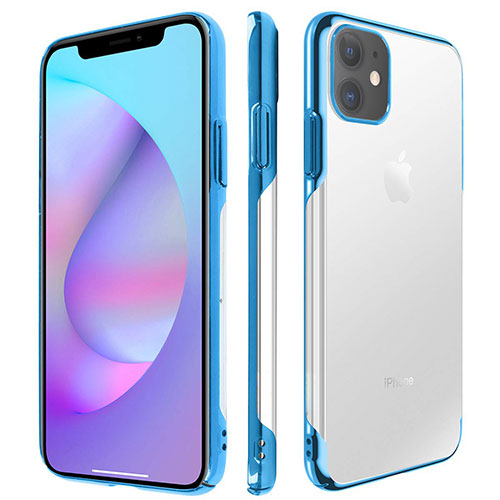 Transparent Crystal Hard Rigid Case Back Cover H01 for Apple iPhone 11 Blue