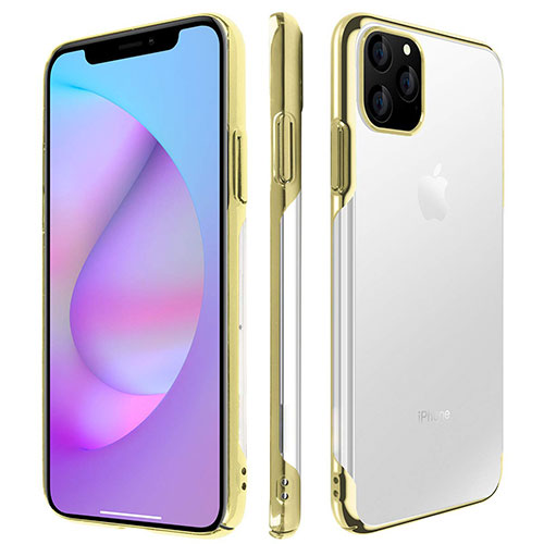 Transparent Crystal Hard Rigid Case Back Cover H01 for Apple iPhone 11 Pro Max Gold