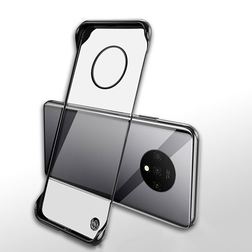 Transparent Crystal Hard Rigid Case Back Cover H01 for OnePlus 7T Black