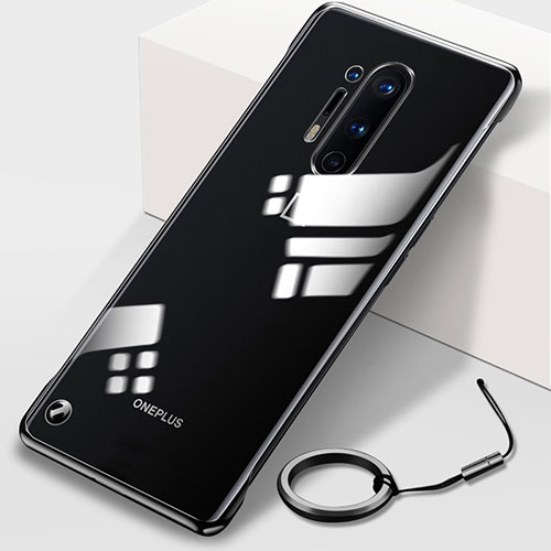 Transparent Crystal Hard Rigid Case Back Cover H01 for OnePlus 8 Pro Black
