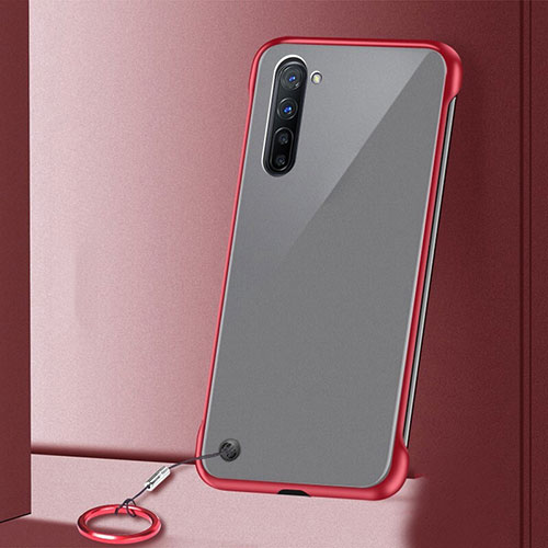 Transparent Crystal Hard Rigid Case Back Cover H01 for Oppo Find X2 Lite Red
