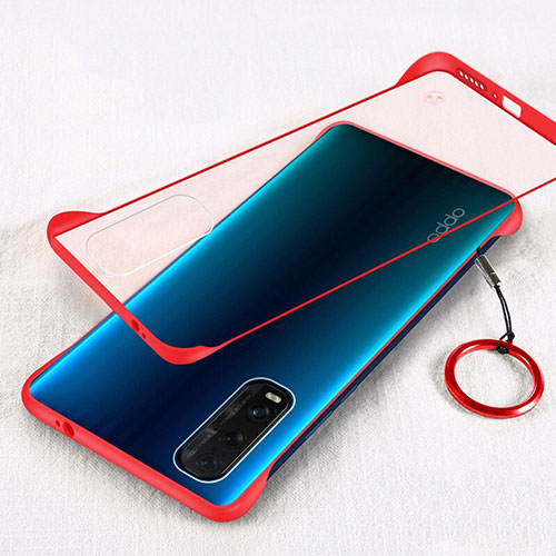 Transparent Crystal Hard Rigid Case Back Cover H01 for Oppo Find X2 Red