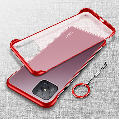 Transparent Crystal Hard Rigid Case Back Cover H01 for Oppo Reno4 Z 5G Red