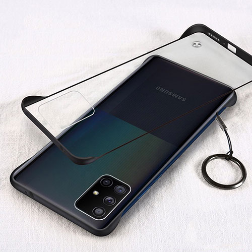Transparent Crystal Hard Rigid Case Back Cover H01 for Samsung Galaxy A71 5G Black