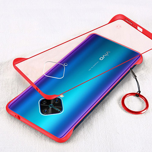 Transparent Crystal Hard Rigid Case Back Cover H01 for Vivo X50 Lite Red