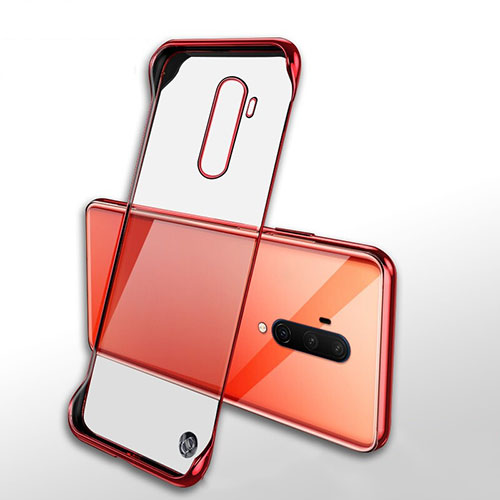 Transparent Crystal Hard Rigid Case Back Cover H02 for OnePlus 7T Pro Red