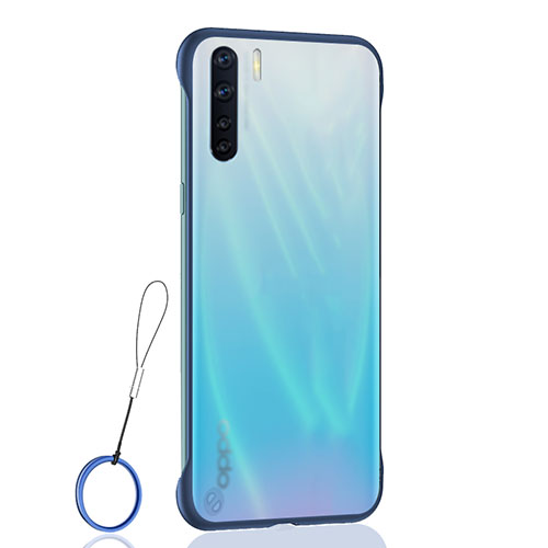 Transparent Crystal Hard Rigid Case Back Cover H02 for Oppo A91 Blue