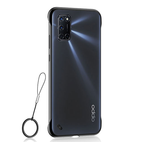 Transparent Crystal Hard Rigid Case Back Cover H02 for Oppo A92 Black