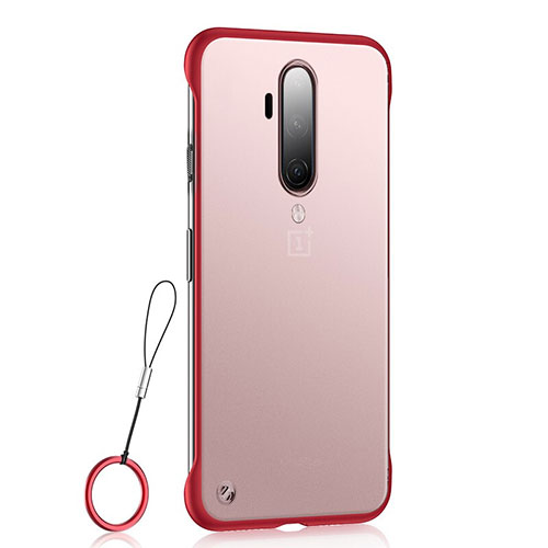 Transparent Crystal Hard Rigid Case Back Cover H03 for OnePlus 7T Pro 5G Red