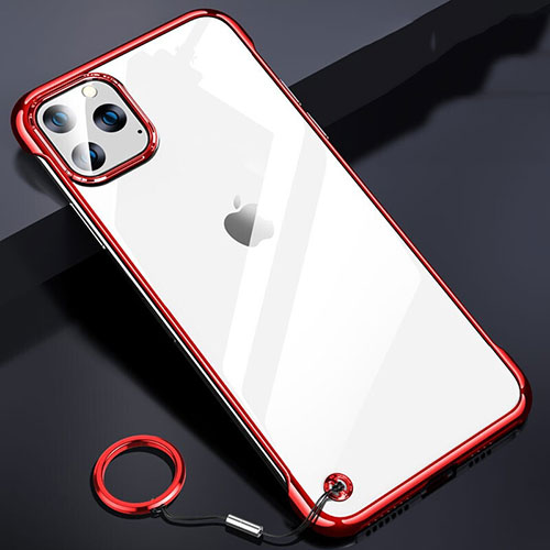 Transparent Crystal Hard Rigid Case Back Cover S01 for Apple iPhone 11 Pro Red