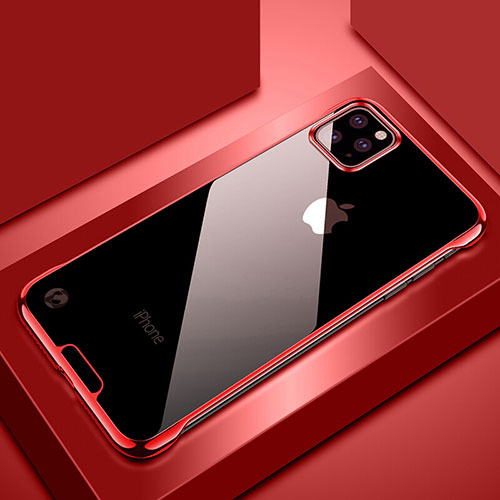 Transparent Crystal Hard Rigid Case Back Cover S02 for Apple iPhone 11 Pro Red