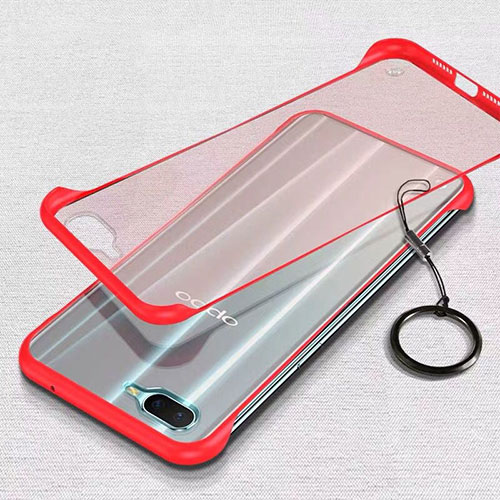 Transparent Crystal Hard Rigid Case Back Cover S02 for Oppo K1 Red