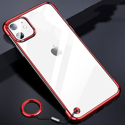 Transparent Crystal Hard Rigid Case Back Cover S03 for Apple iPhone 11 Red