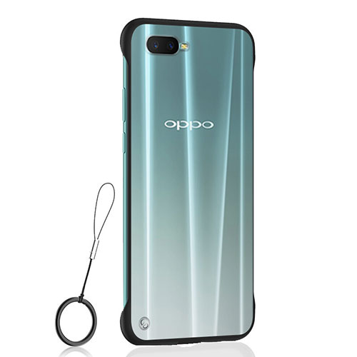 Transparent Crystal Hard Rigid Case Back Cover S04 for Oppo R15X Black