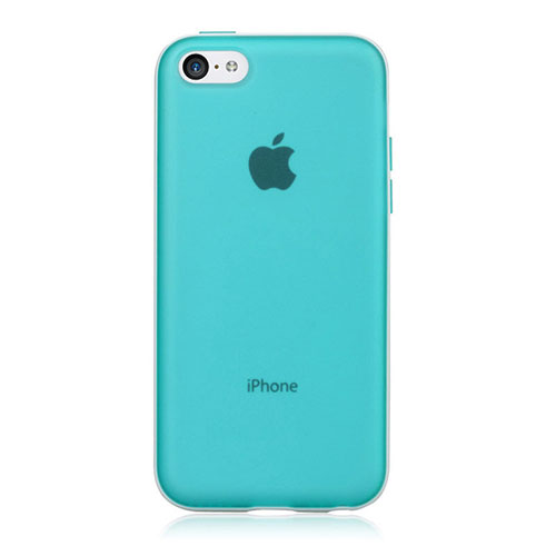 Transparent Silicone Matte Finish Frame Case for Apple iPhone 5C Sky Blue