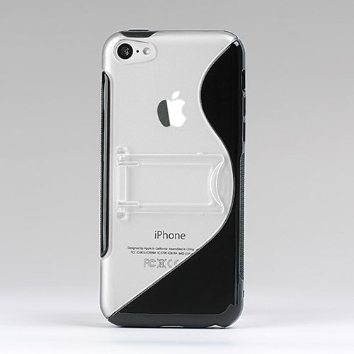 Transparent Silicone Stands S-Line Case for Apple iPhone 5C Black
