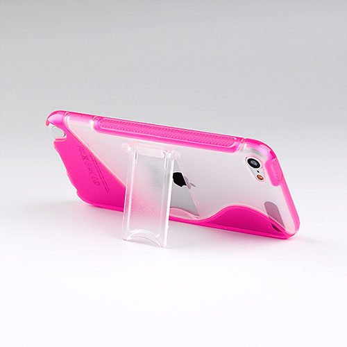 Transparent Silicone Stands S-Line Case for Apple iPod Touch 5 Hot Pink