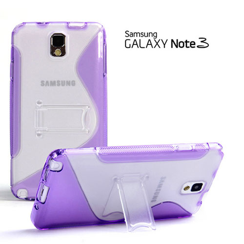 Transparent Silicone Stands S-Line Case for Samsung Galaxy Note 3 N9000 Purple