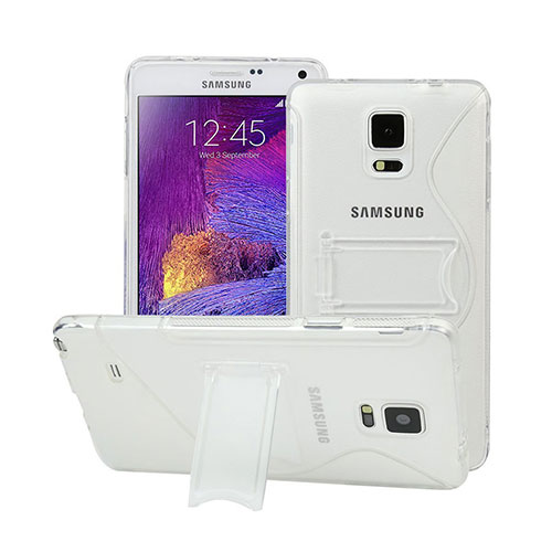 Transparent Silicone Stands S-Line Case for Samsung Galaxy Note 4 Duos N9100 Dual SIM White