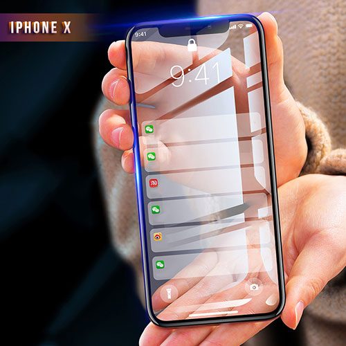 Ultra Clear Full Screen Protector Tempered Glass F07 for Apple iPhone X Black