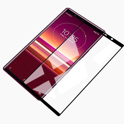 Ultra Clear Full Screen Protector Tempered Glass for Sony Xperia 5 Black