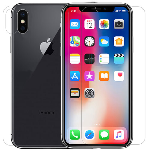 Ultra Clear Tempered Glass Screen Protector Front and Back T02 for Apple iPhone X Clear