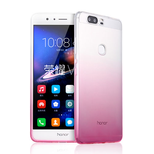 Ultra Slim Transparent Gel Gradient Soft Case for Huawei Honor V8 Pink
