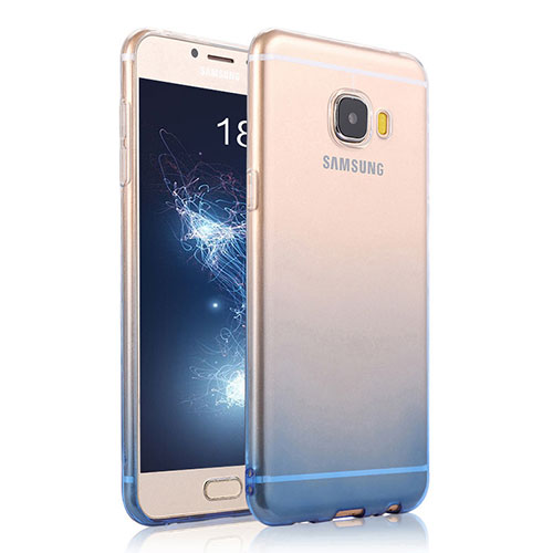 Ultra Slim Transparent Gel Gradient Soft Case for Samsung Galaxy C9 Pro C9000 Blue