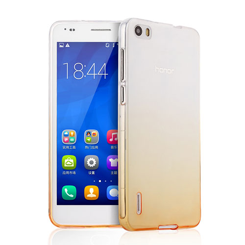 Ultra Slim Transparent Gradient Soft Case for Huawei Honor 6 Yellow