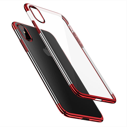 Ultra Slim Transparent Plastic Cover for Apple iPhone X Red