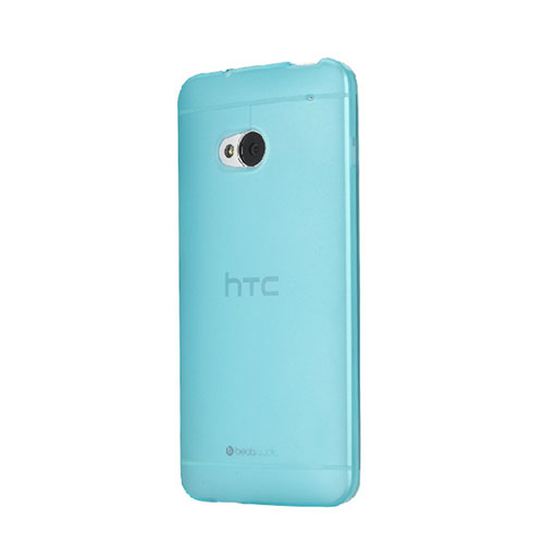 Ultra Slim Transparent Plastic Cover for HTC One M7 Blue