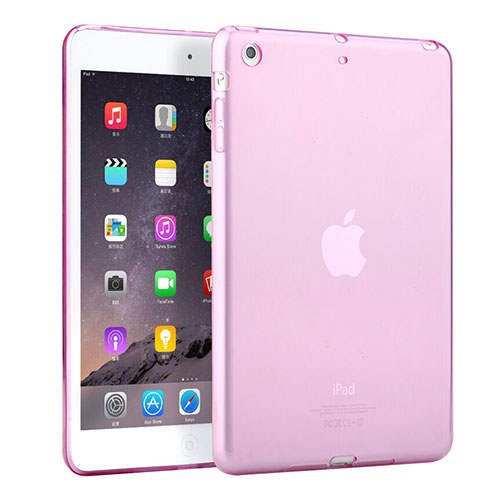 Ultra Slim Transparent TPU Soft Case for Apple iPad Mini 3 Pink