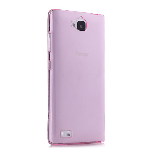 Ultra Slim Transparent TPU Soft Case for Huawei Honor 3C Pink