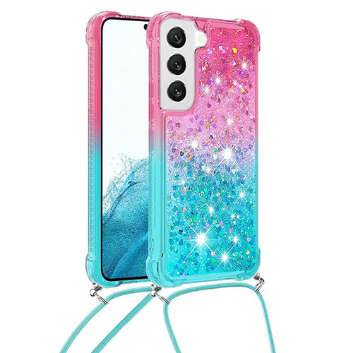 Ultra-thin Silicone Gel Gradient Soft Case Cover Y01B for Samsung Galaxy S22 Plus 5G Cyan