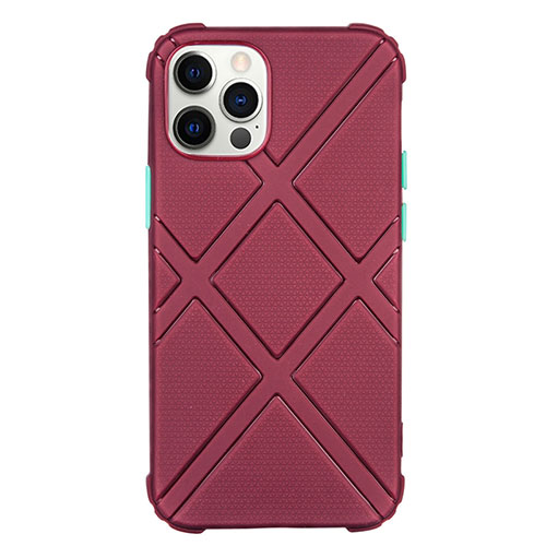 Ultra-thin Silicone Gel Soft Case 360 Degrees Cover C02 for Apple iPhone 12 Pro Max Red Wine