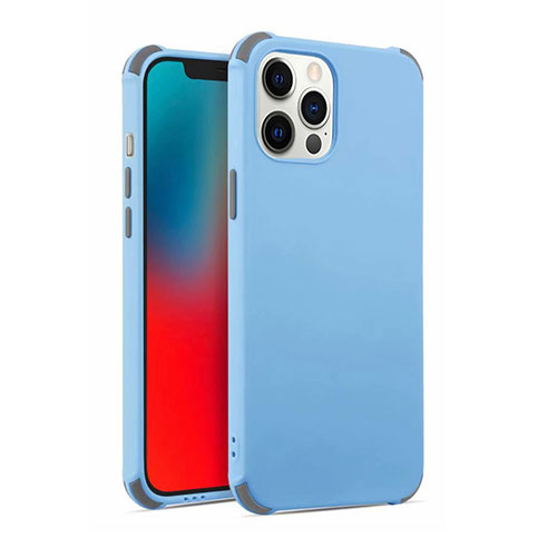 Ultra-thin Silicone Gel Soft Case 360 Degrees Cover C03 for Apple iPhone 12 Pro Max Sky Blue