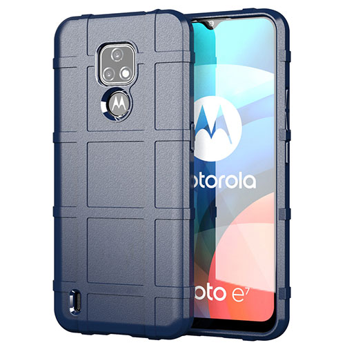 Ultra-thin Silicone Gel Soft Case 360 Degrees Cover for Motorola Moto E7 (2020) Blue