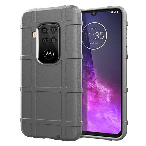 Ultra-thin Silicone Gel Soft Case 360 Degrees Cover for Motorola Moto One Zoom Gray